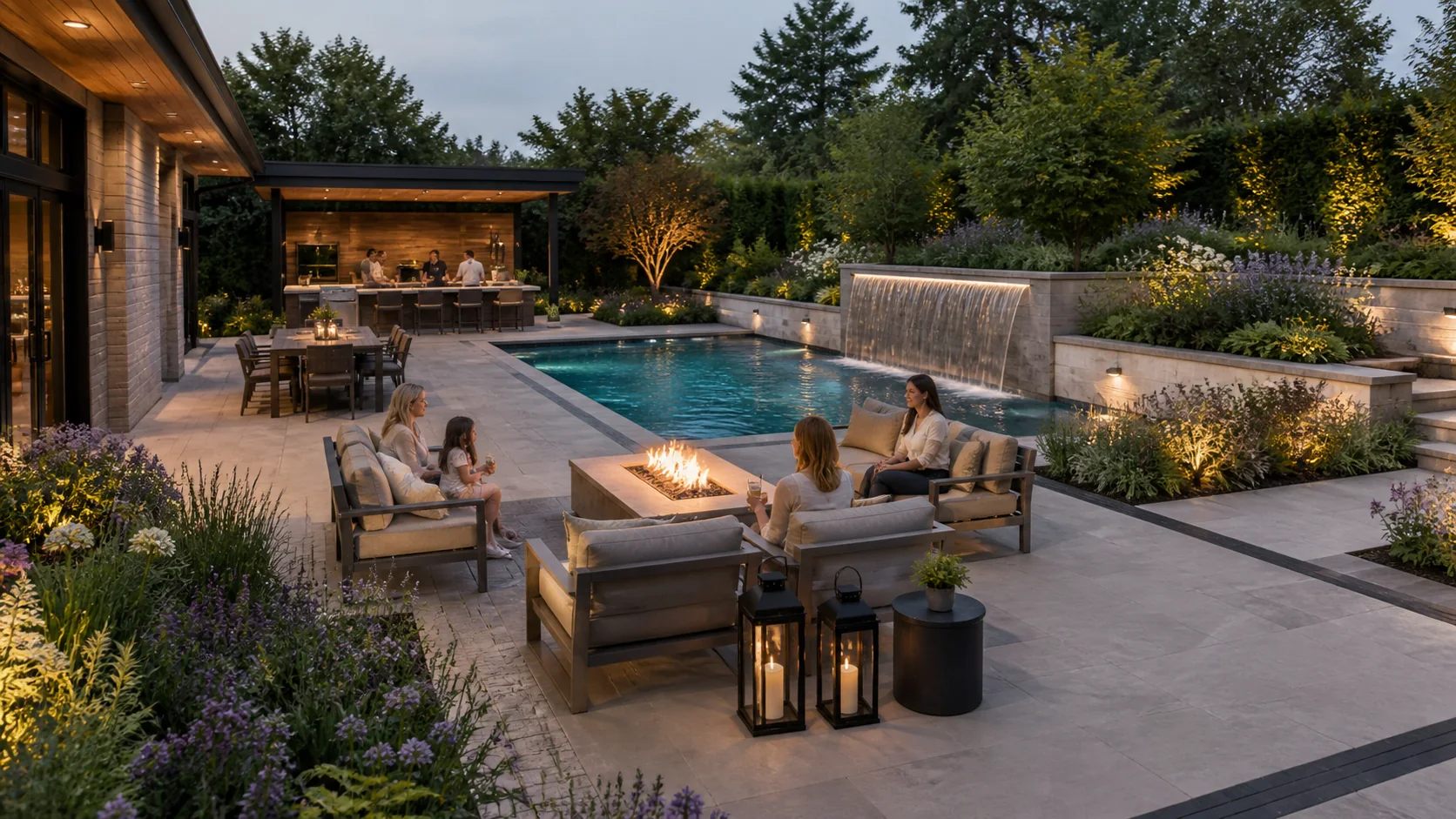 Modern pool and patio design concept